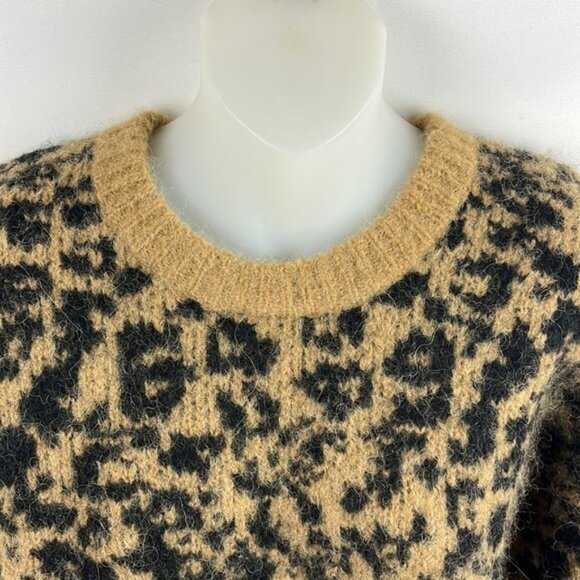 Madewell Crewneck Pullover Boxy Leopard Print Alpaca and Wool Sweater Size XS - Picture 5 of 12
